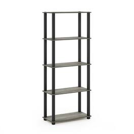 Furinno - Turn-S-Tube 5-Tier Multipurpose Shelf Display Rack with Square Tubes, French Oak/Black - French Oak/Black
