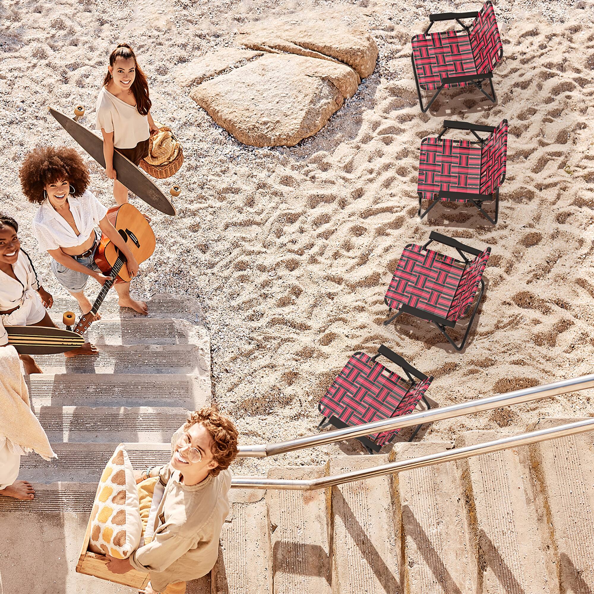 Alt View 1. Gymax - Gymax Set of 4 Patio Folding Web Chair Set Portable Beach Camping Chair Red - Red.