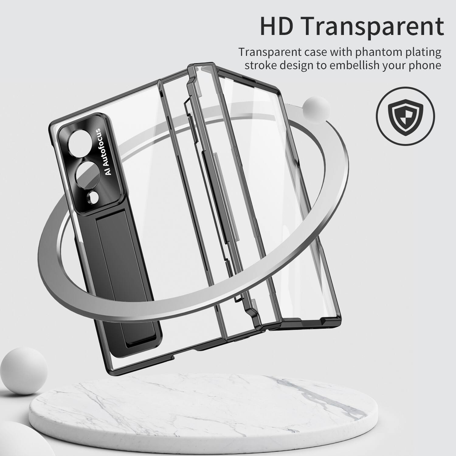 HD Transparent  
Transparent case with phantom plating stroke design to embellish your phone  
AI Autofocus