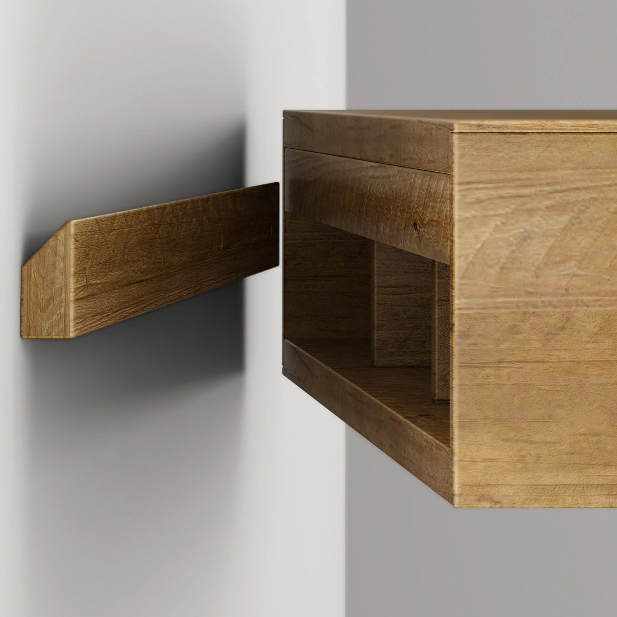 Alt View 6. Plank+Beam - Rustic Floating Shelf/Fire Beam (48in / 1219mm), Rustic Honey - Rustic Honey.