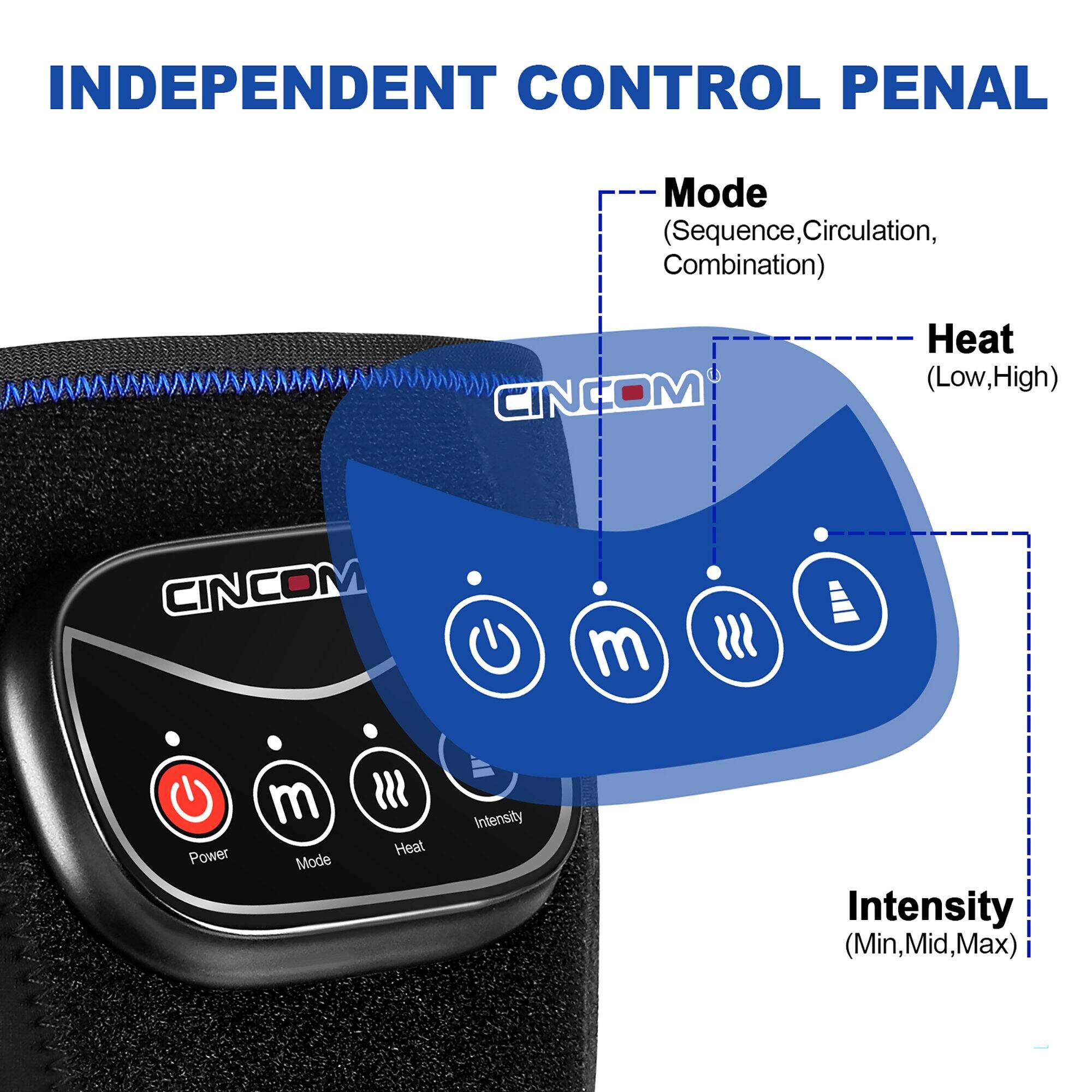 INDEPENDENT CONTROL PANEL

Mode (Sequence, Circulation, Combination)

CINCOM

Heat (Low, High)

CINCOM

Power

Mode

Heat

Intensity (Min, Mid, Max)