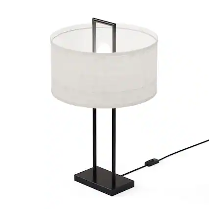 Front. Infibrite - Modern Structure 25 Inch Table Lamp with Textured Shade, E26 Bulb Compatible - White.
