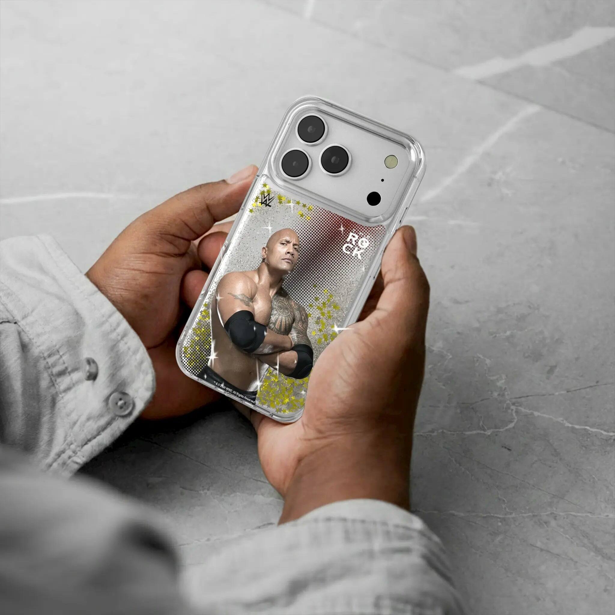 Back. Keyscaper - WWE Superstar Glitter Phone Case - Apple iPhone 13 - The Rock.