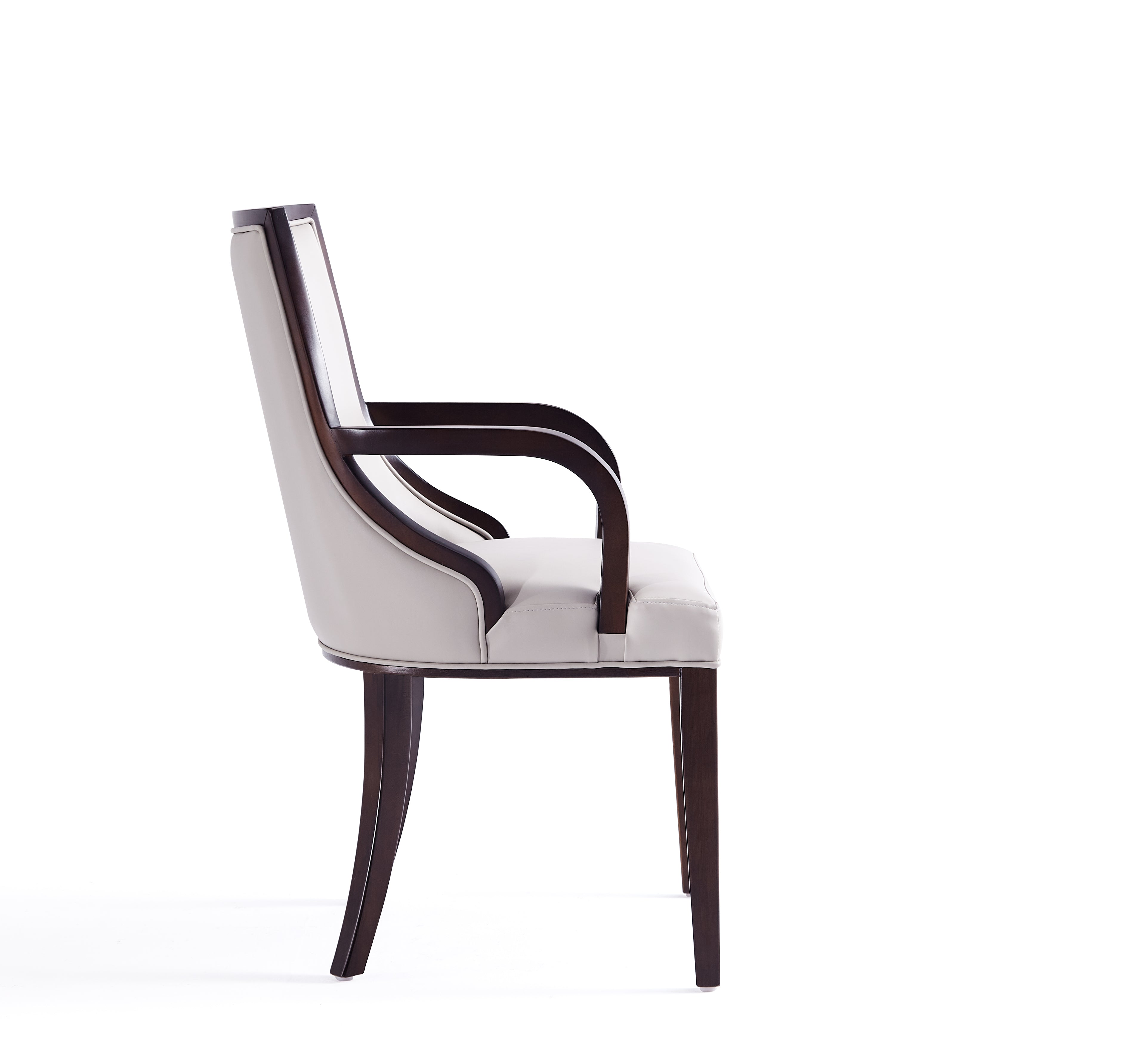 Back. Manhattan Comfort - Grand Traditional Wood Upholstered Dining Chair with Arms - Light Gray.