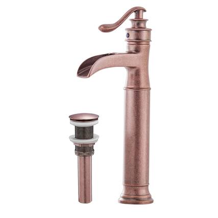Front. Boyel Living - Waterfall Single Hole Single-Handle Vessel Bathroom Faucet With Pop-up Drain Assembly in Copper - Copper.