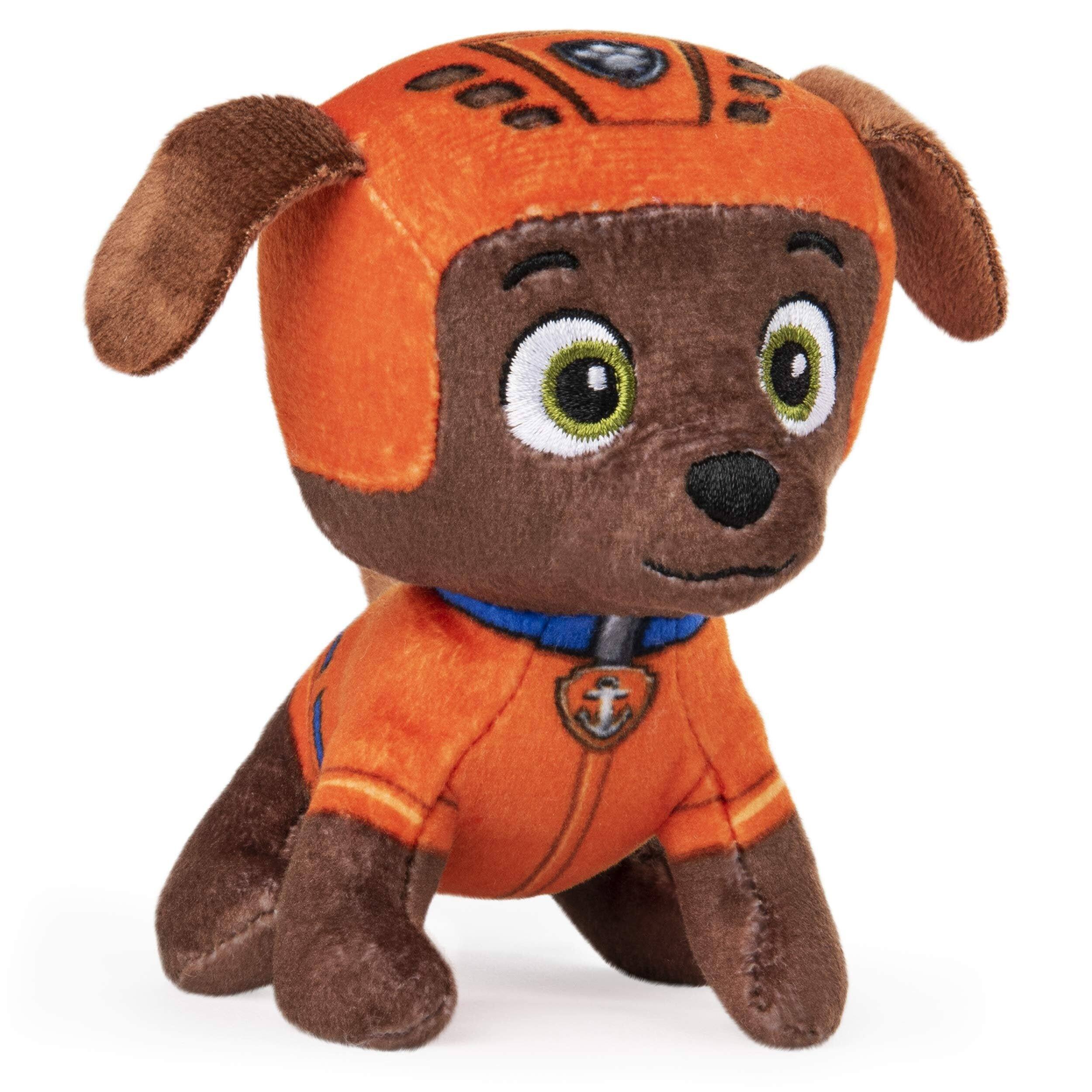 Angle. Paw Patrol - Paw Patrol Zuma 5-Inch Mini Plush Water Rescue Pup with Helmet, Soft Stuffed Toy for Kids Ages 3+ - Multicolour.