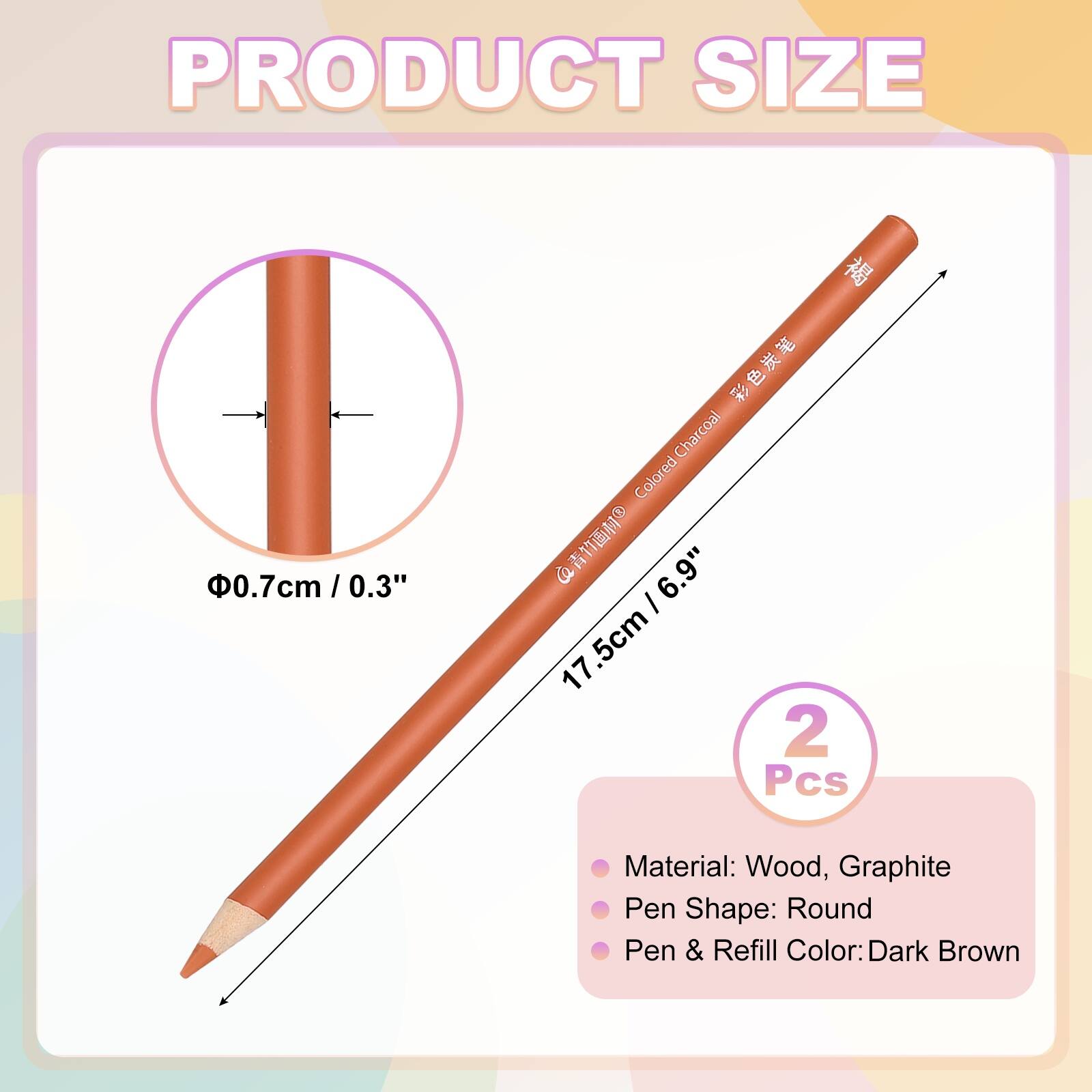 Unique Bargains 2pcs Color Drawing Pencils Graphite Sketch Colored ...