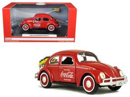 Motorcity Classics - 1966 Volkswagen Beetle with Rear Luggage Rack with Two Bottle Cases Coca-Cola 1/24 Diecast Model Car - Red