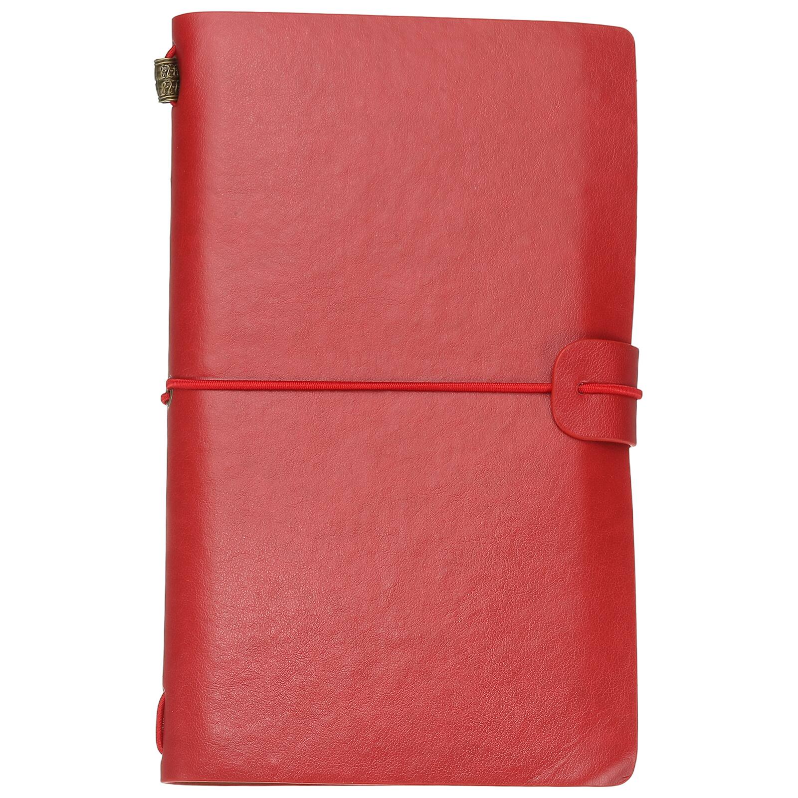 Unique Bargains - 1pc Vintage Retro PU Leather Notebook, Refillable Travel Journal Notebook for Diary Planner, Compact - Red