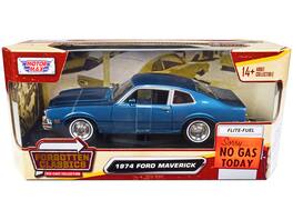 1974 Ford Maverick "Forgotten Classics" Series 1/24 Diecast Model Car by Motormax - Blue Metallic