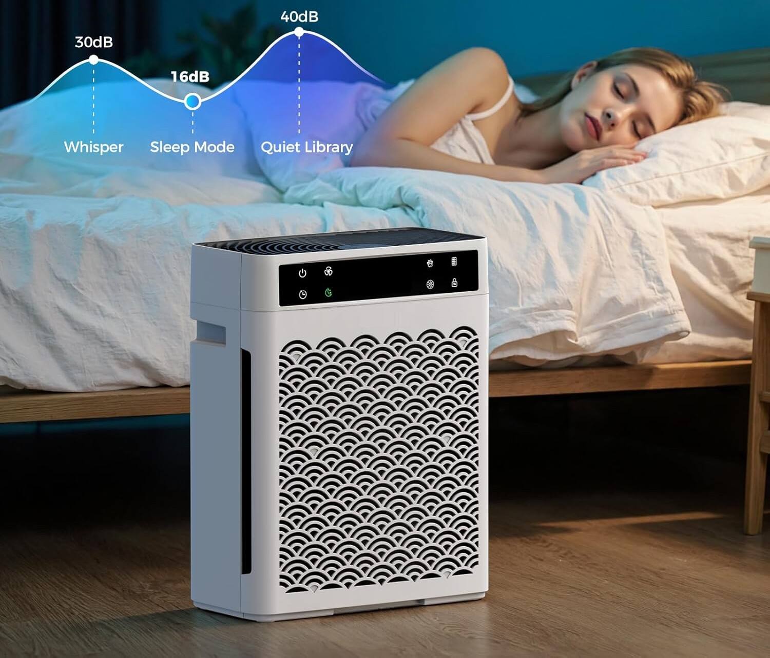 40dB  
30dB  
16dB  
Whisper  
Sleep Mode  
Quiet Library