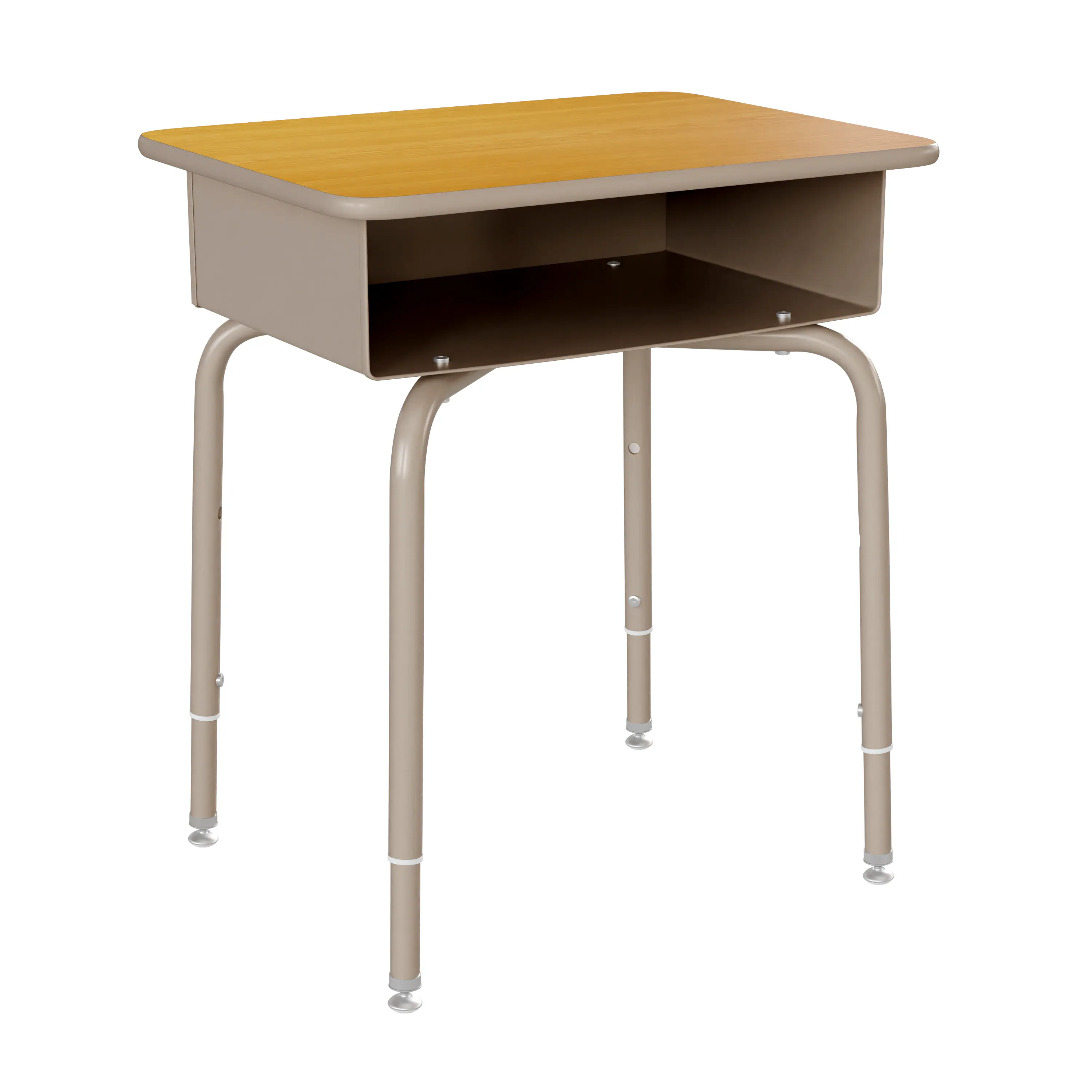 Emma + Oliver - Student Desk with Open Front Metal Book Box - School Desk - Maple Top/Silver Frame