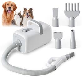 Sweet - High Velocity Dog Hair Drye, 1500W Adjustable Temp and Speed Pet Dryers with 4 Nozzles and a Comb, White