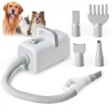 Front. Sweet - High Velocity Dog Hair Drye, 1500W Adjustable Temp and Speed Pet Dryers with 4 Nozzles and a Comb, White.