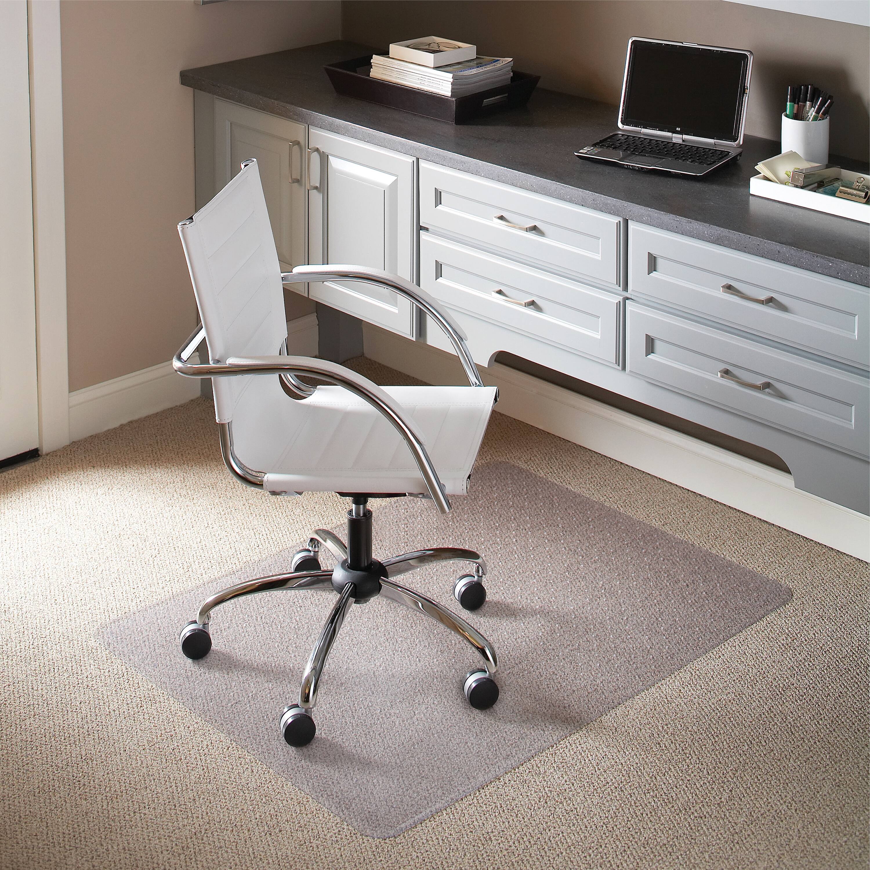 Alt View 1. Emma + Oliver - 45'' x 53'' Carpet Chair Mat - Clear.