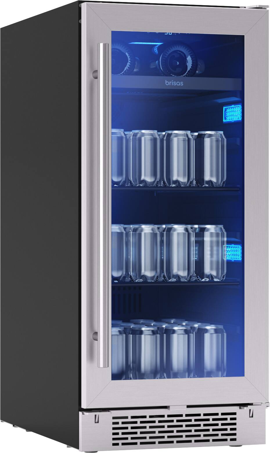 Alt View 15. Zephyr - Brisas 15 in. 4-Bottle and 64-Can Single Zone Beverage Cooler - Stainless Steel/Glass.