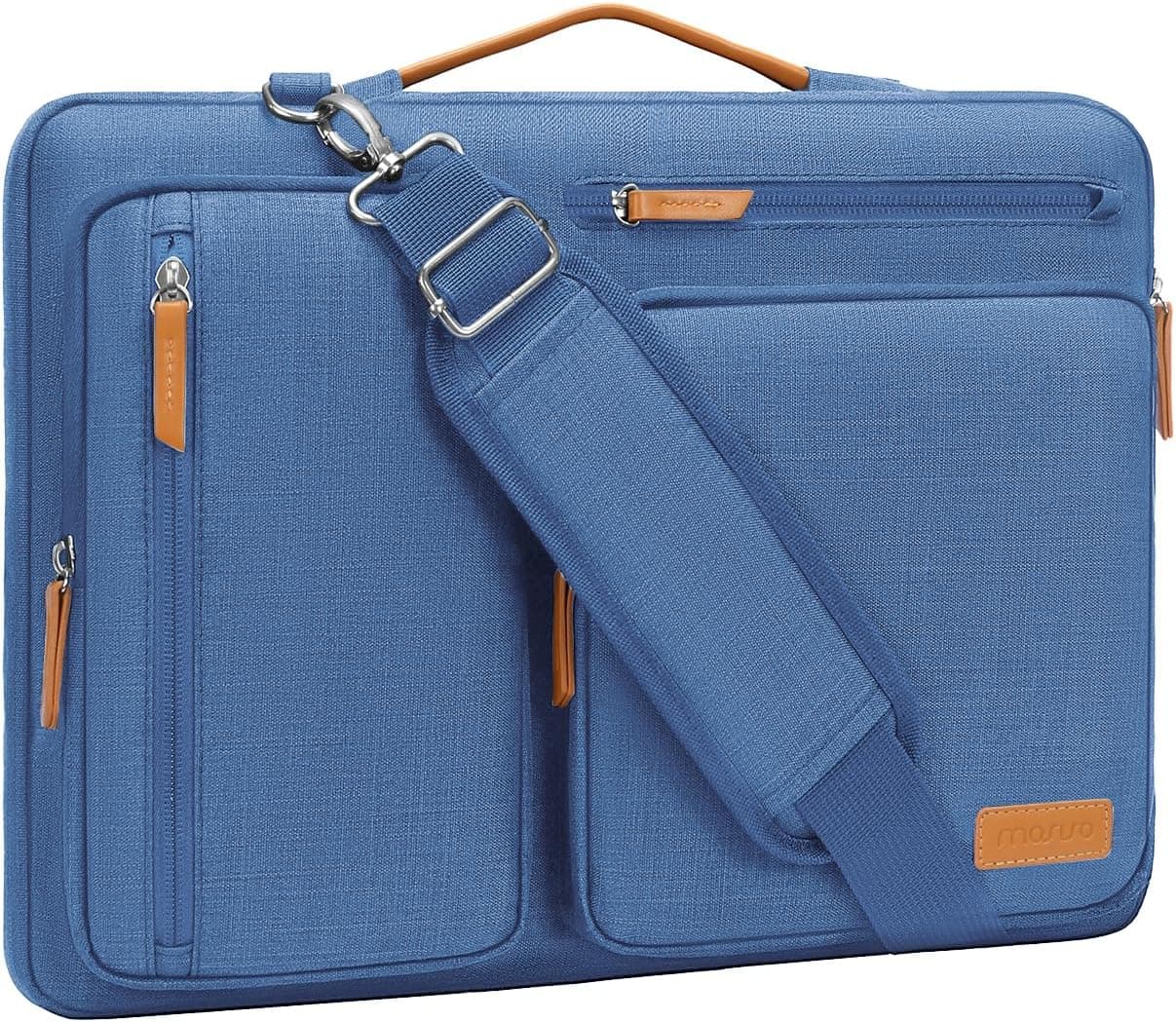 mosiso - 360 Protective Laptop Shoulder Bag 15-15.6 inch Computer Messenger Bag for MacBook Pro 16 inch HP Dell Lenovo Asus - Cadet Blue