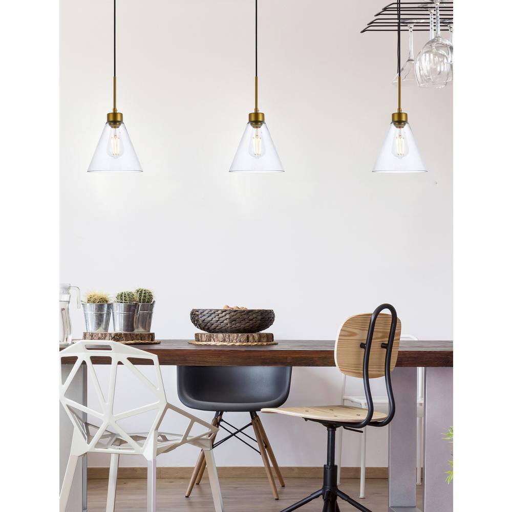 Back. Living District - Mera 1 light brass pendant - Brass And Clear.