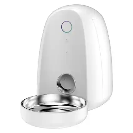 Front. Cluzine - Automatic Cat Feeder, Rechargeable WiFi, Timed & Quantitative Pet Feeder for Cats & Dogs Food Dispenser - White.