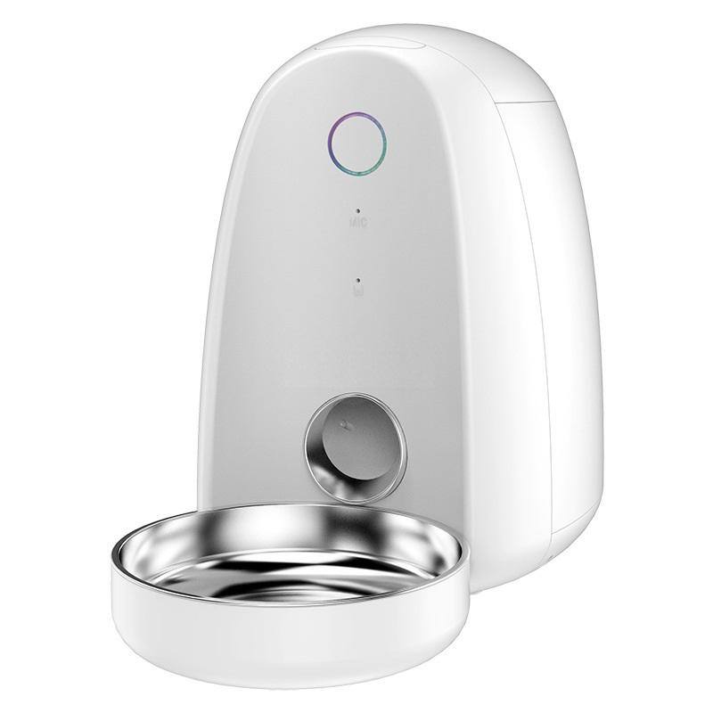 Front. Cluzine - Automatic Cat Feeder, Rechargeable WiFi, Timed & Quantitative Pet Feeder for Cats & Dogs Food Dispenser - White.