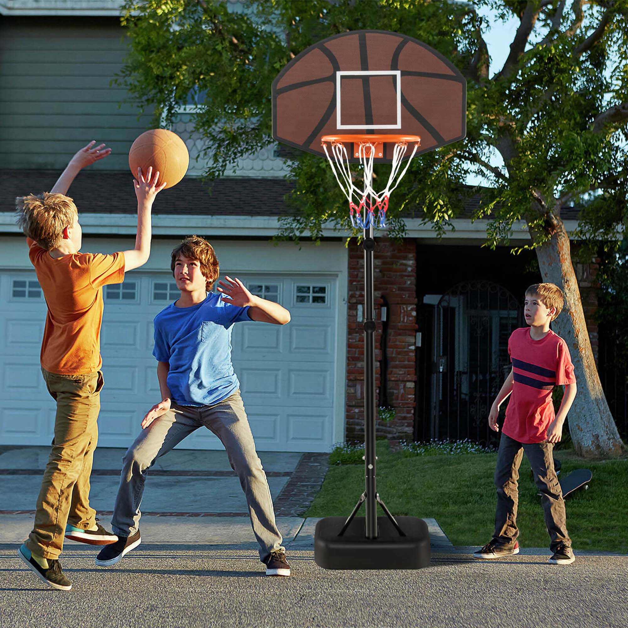 Alt View 1. Costway - Costway Basketball Hoop 5.6-6.5 FT Height Adjustable for Kids with Shatterproof Backboard - Black.