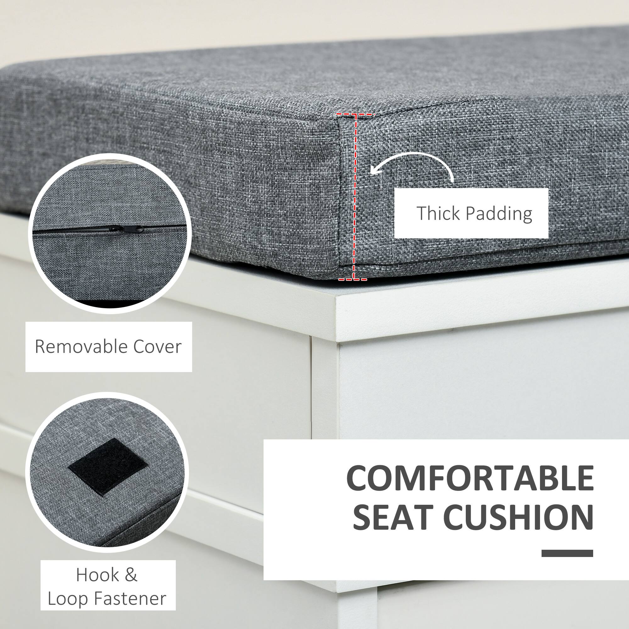 COMFORTABLE SEAT CUSHION, Thick Padding, Removable Cover, Hook & Loop Fastener
