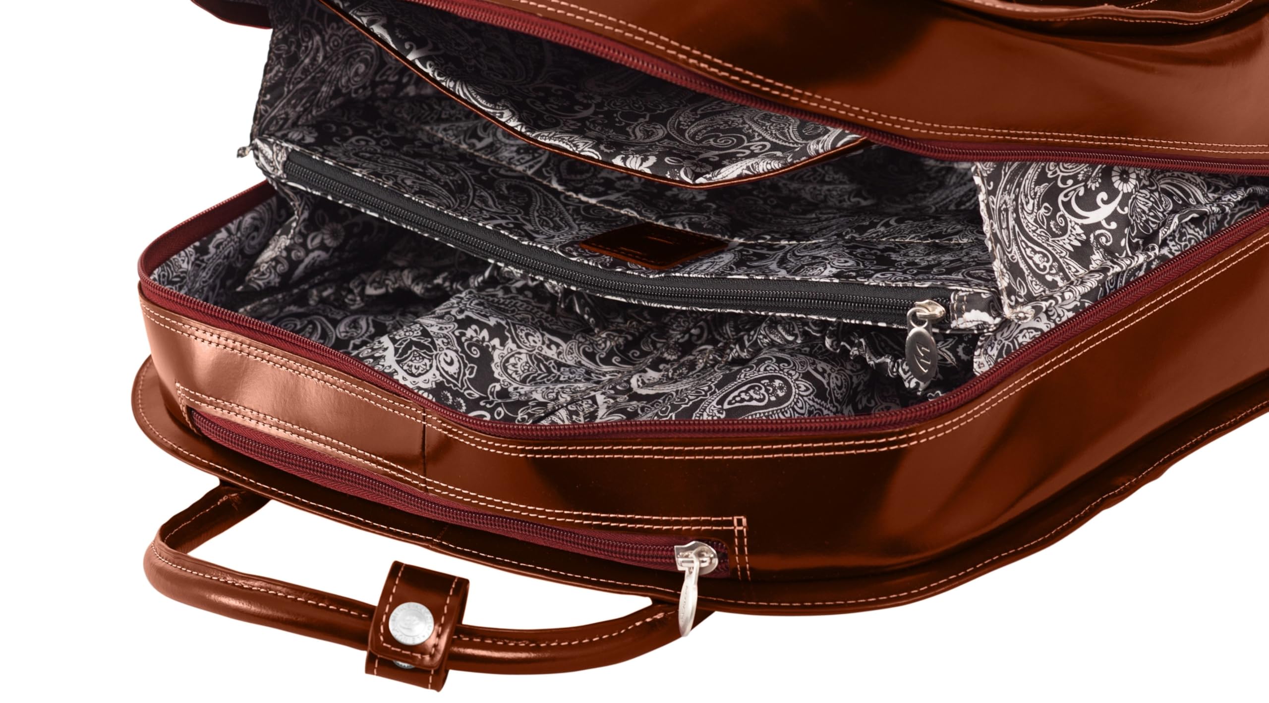 Alt View 4. McKleinUSA - UPTOWN 15" Top-Grain Leather Vertical Wheeled Ladies' Laptop Briefcase Overnight Travel Bag Removable Trolley Case - Brown.