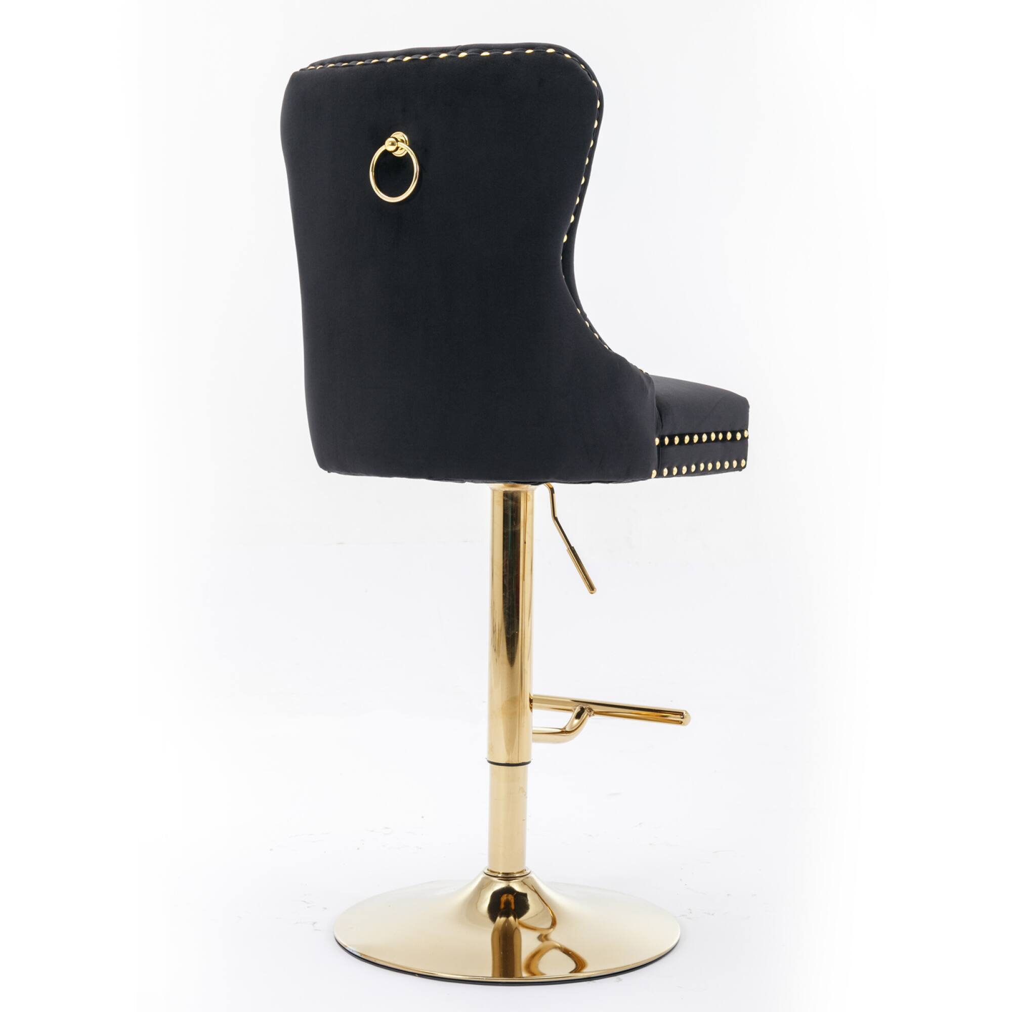 Alt View 1. GOODSILO - Luxury Swivel Velvet Barstools with Adjustable Height and Tufted Backrest for Home Kitchen and Pub - Black.