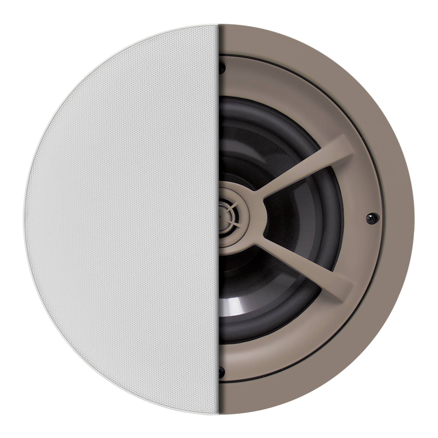 Angle. Proficient Audio - 8" 150-Watt Protege C801 2-Way In-Ceiling Speaker Pair, 8 Ohms, Graphite Woofer, Pivoting Aluminum Dome Tweeter - White.