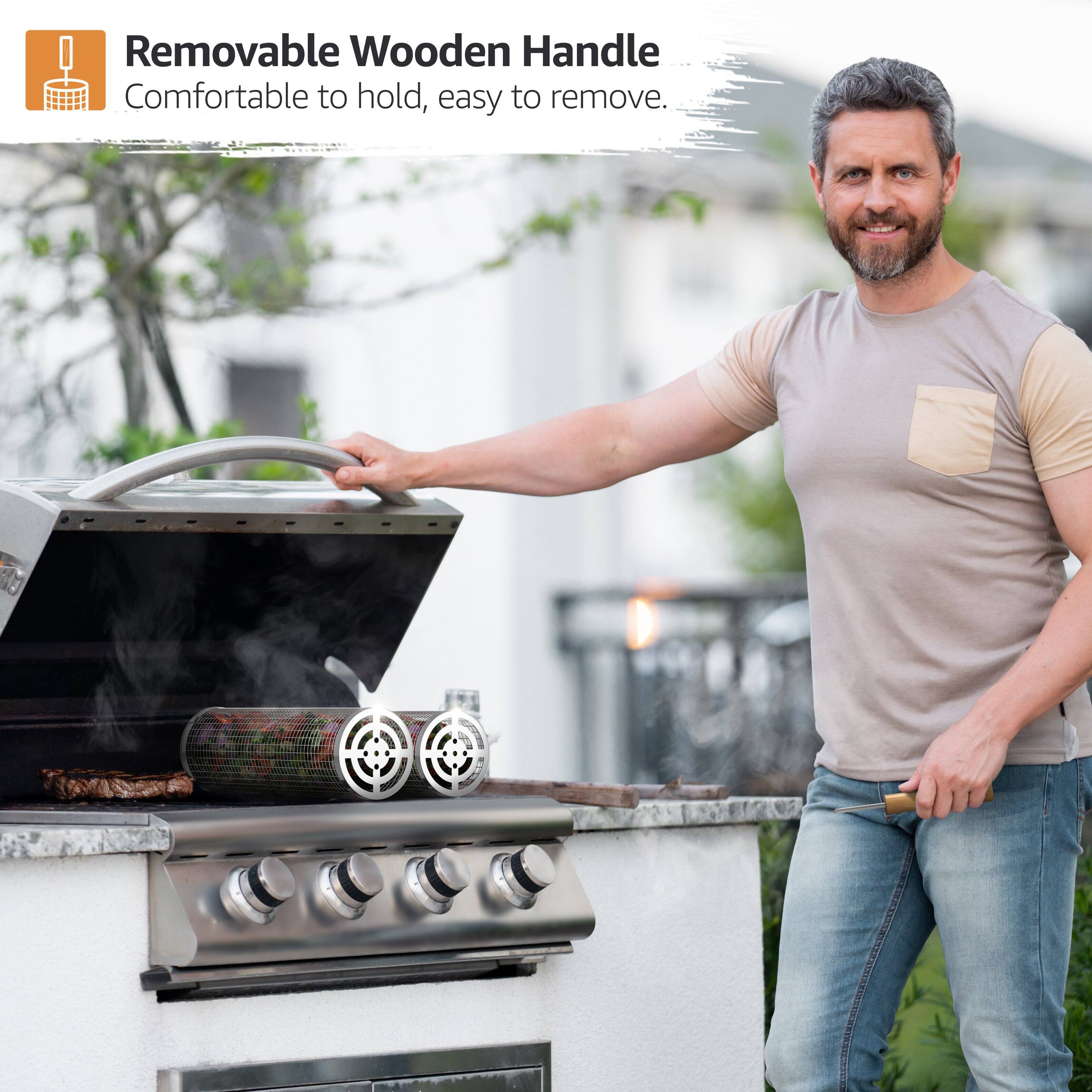 Removable Wooden Handle  
Comfortable to hold, easy to remove.