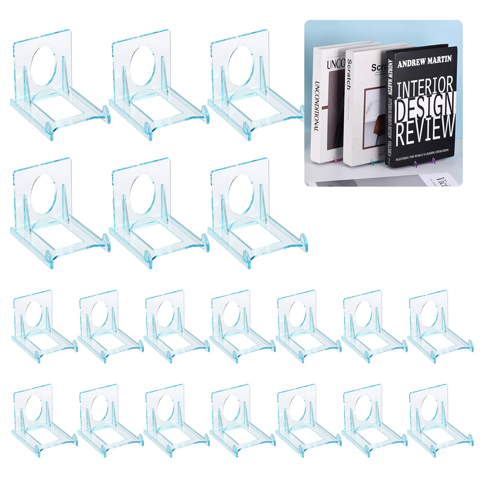 Unique Bargains - 20pcs Book Display Stands, 2" Adjustable Display Holder Mini Clear Easel Collector Stand for Comics, Magazines, DVDs