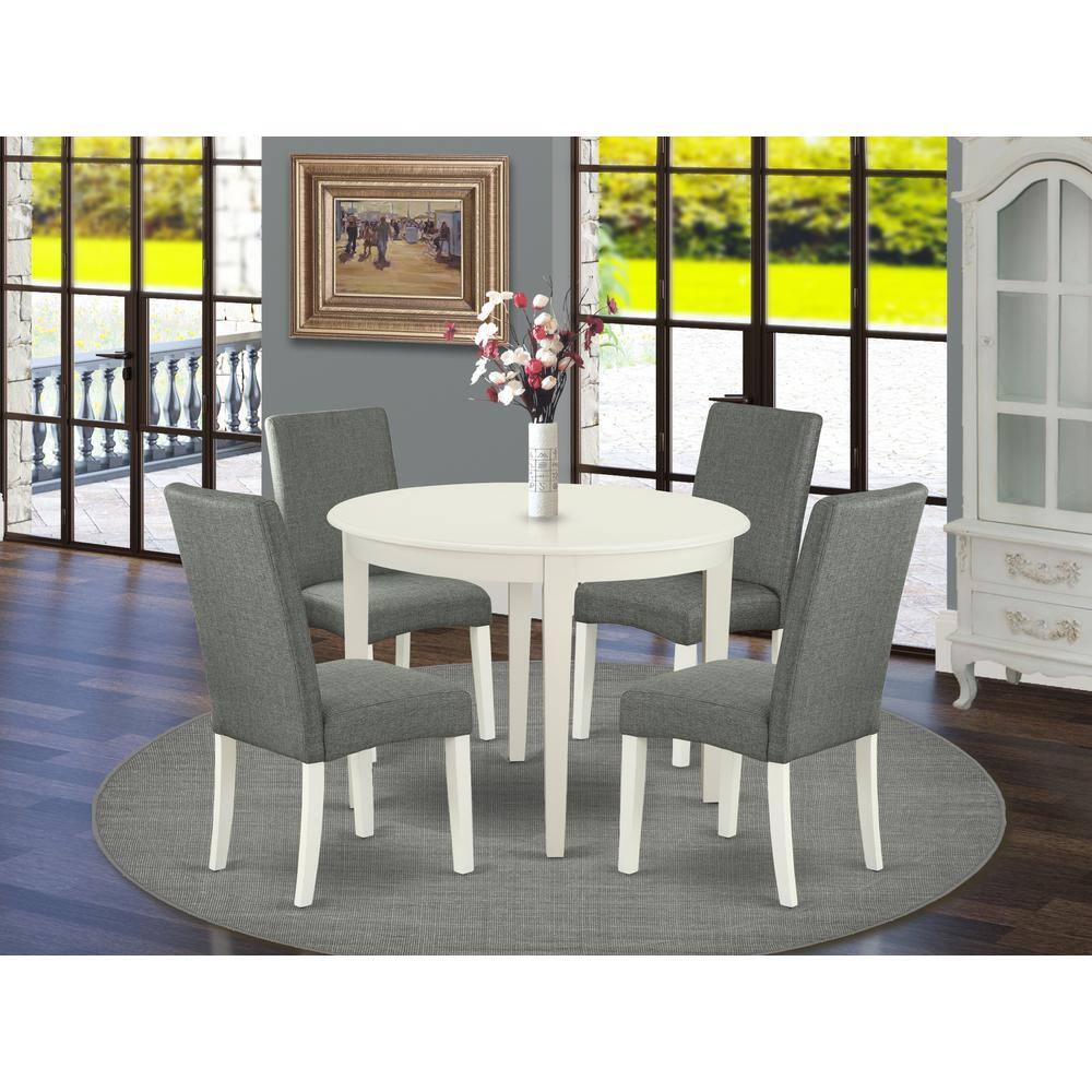 Left. East West Furniture - Dining Room Set Linen White - Brown.