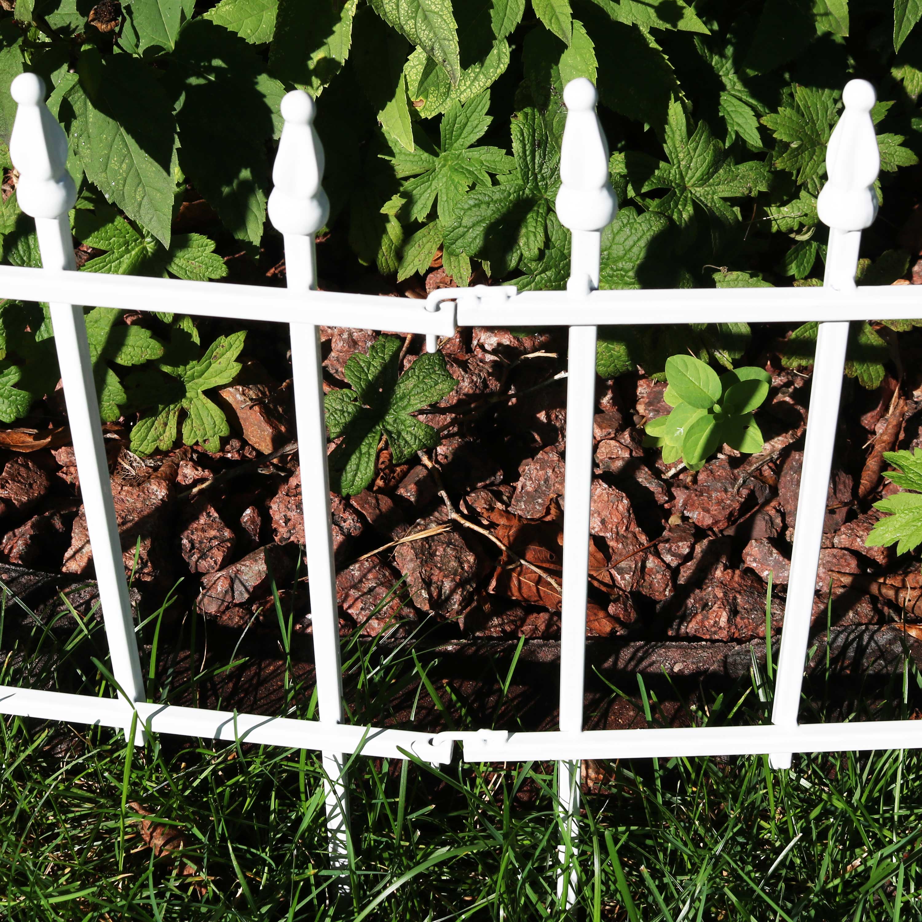 Alt View 9. Sunnydaze - 5-Piece Roman Walkway Iron Panels Border Fencing - 9 ft - White.