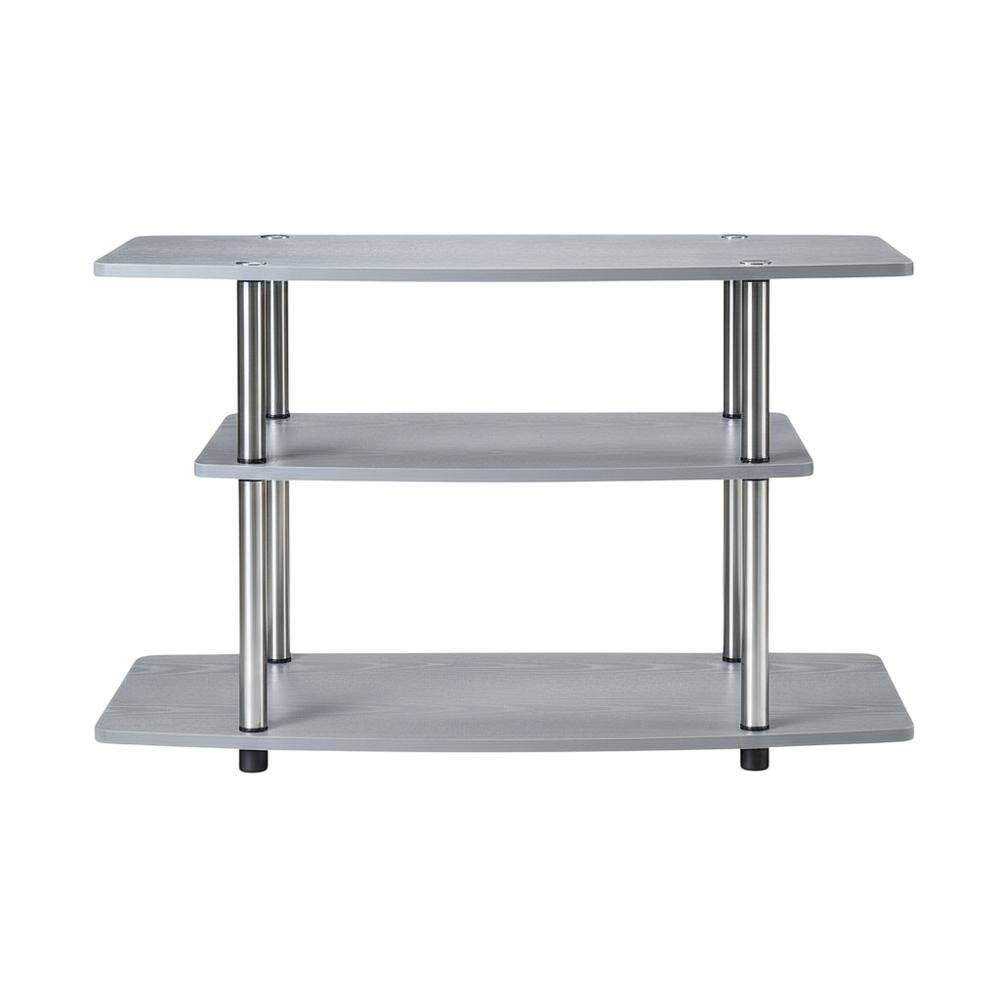 Alt View 3. FurniFact - Gray No Tools 3-Tier TV Stand for TVs up to 37 inches, Transitional style - Gray.
