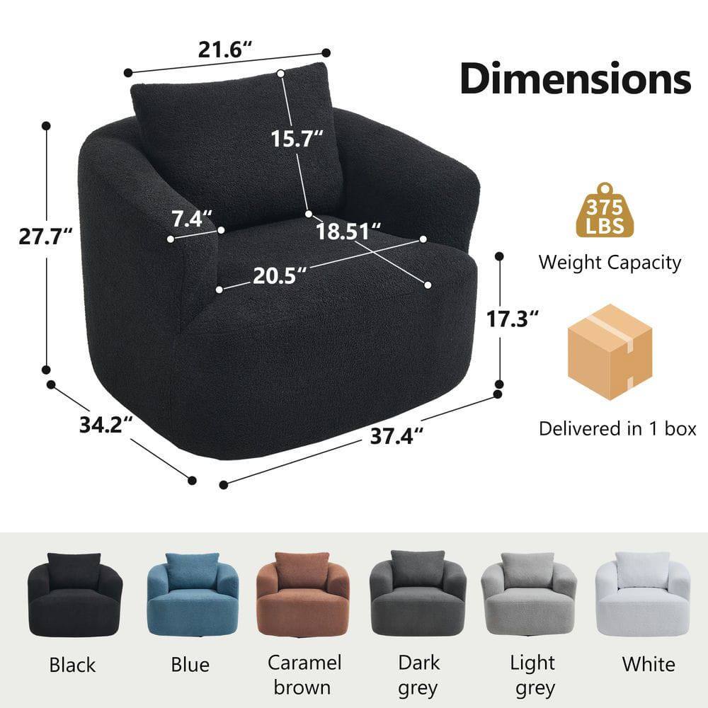 Dimensions:
- 21.6" (height)
- 15.7" (depth)
- 27.7" (width)
- 7.4" (armrest height)
- 18.51" (seat height)
- 20.5" (seat depth)
- 34.2" (overall width)
- 37.4" (overall depth)

Weight Capacity: 375 LBS

Delivered in 1 box

Colors:
- Black
- Blue
- Caramel brown
- Dark grey
- Light grey
- White