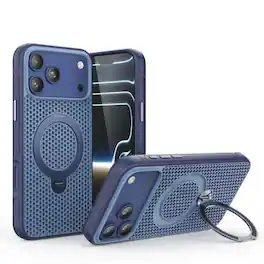 Dteck - Magnetic Case for Apple iPhone 17 Pro Max with Integrated Ring Stand, Cooling Shockproof Slim Rugged Protective Cover - Darkblue