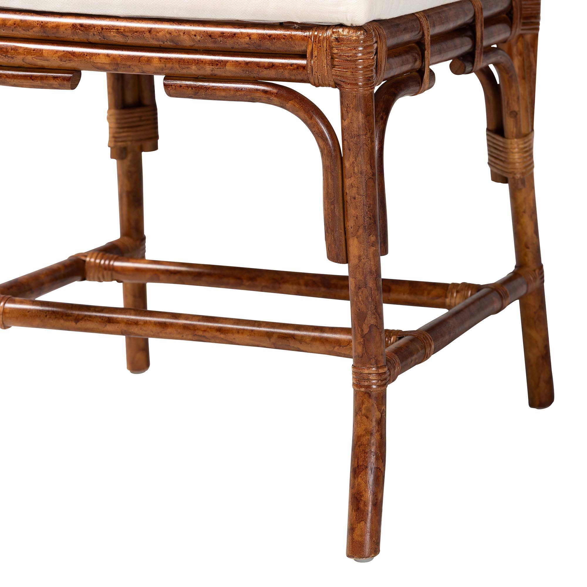 Alt View 2. bali & pari - Esmery Marbled Tortoise Natural Rattan Dining Chair - Handcrafted Wicker Side Chair with Crisscross Back, Boho Seating - Marbled Tortoise Brown/White.