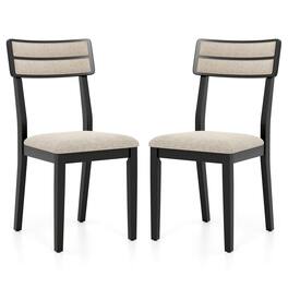 Gymax - Modern Dining Chairs Set of 2 w/Tilt Backrest Rubber Wood Legs Soft Padded Seat - Beige