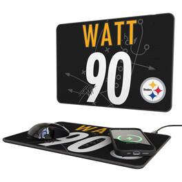 Keyscaper - T.J. Watt Pittsburgh Steelers Wireless Charger and Mouse Pad - Black