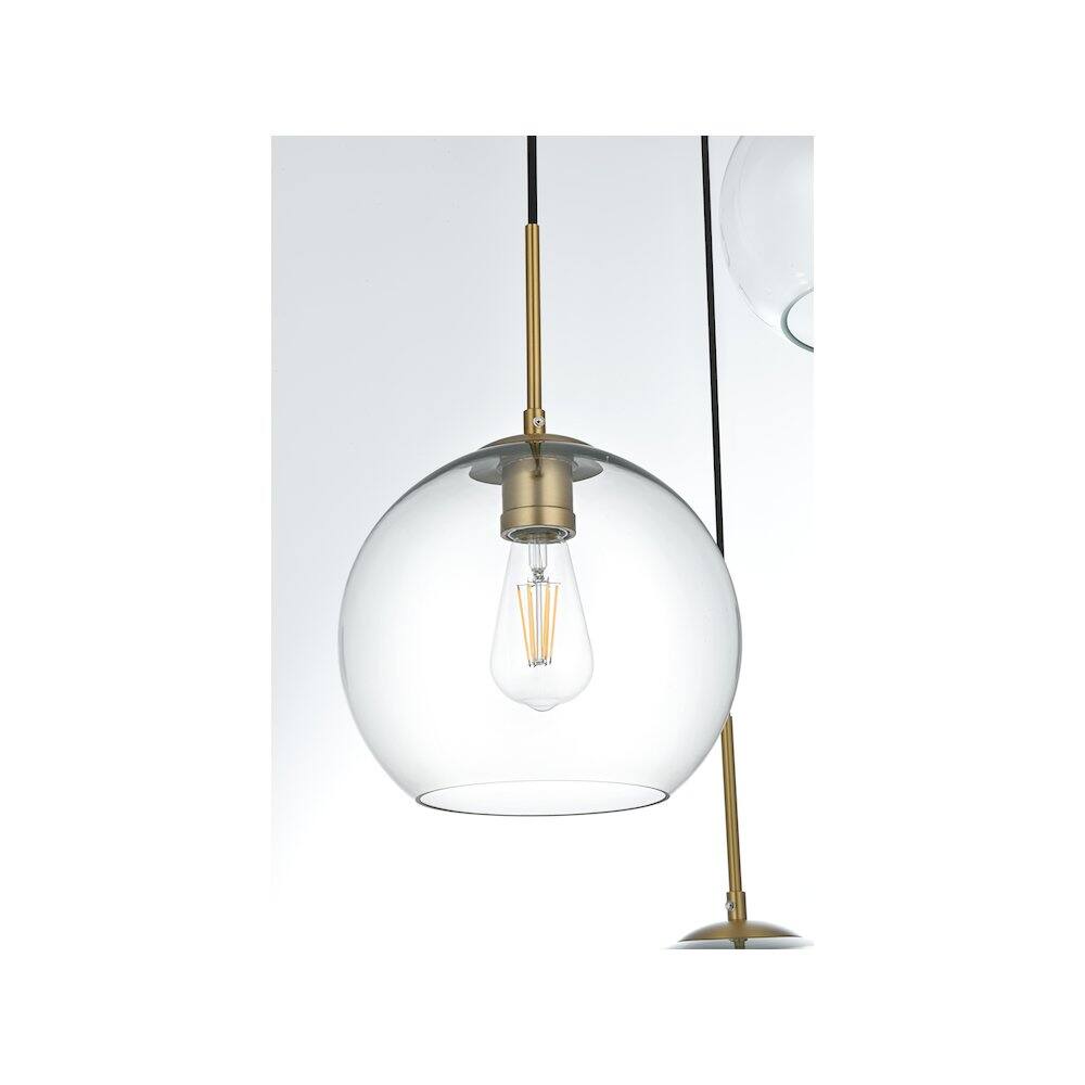 Alt View 4. Living District - Baxter 21 Inch Pendant Clear Shade in Satin Gold - Satin Gold And Clear.