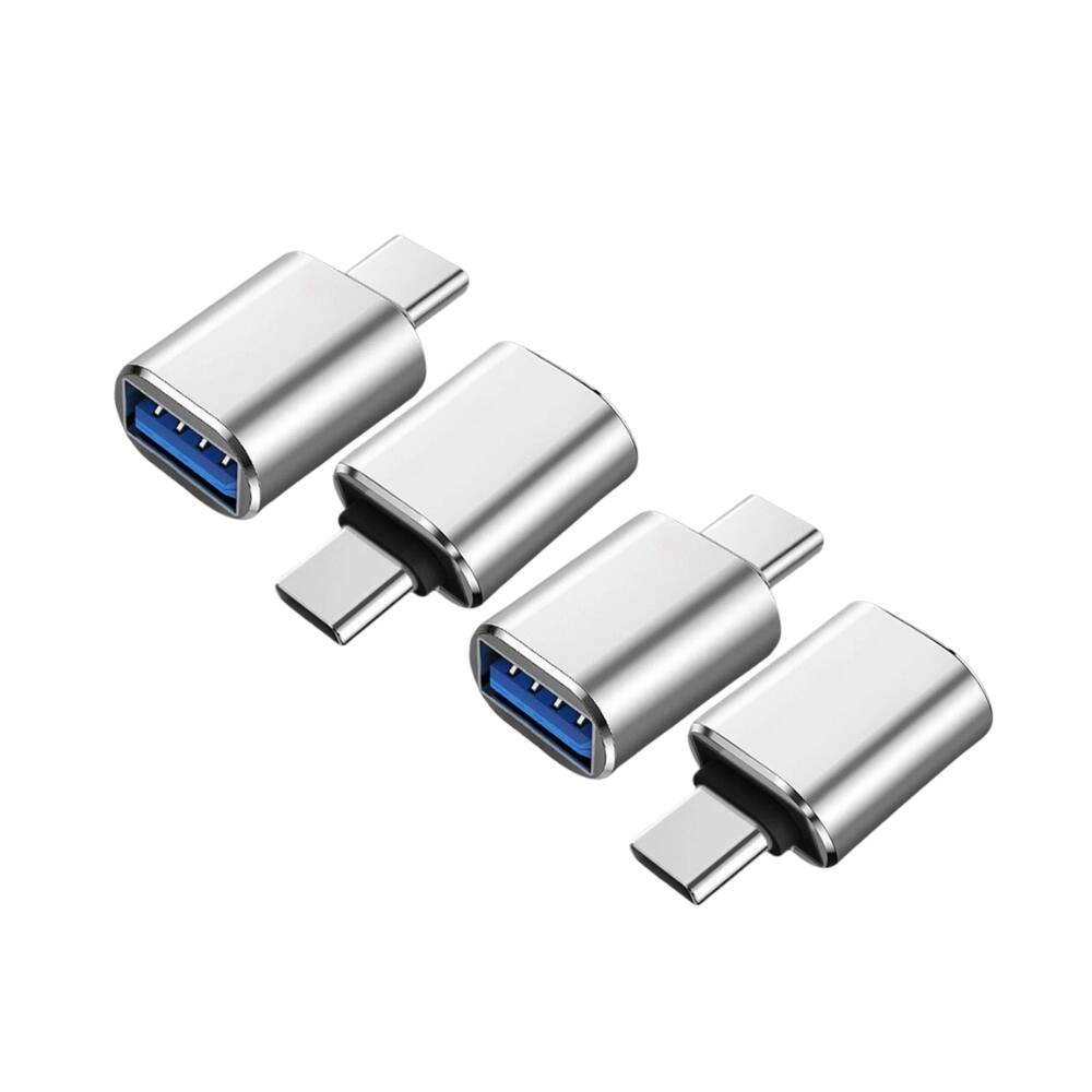 Alt View 1. Qixxronics - Female USB to Male USB-C Adapter USB to Type C Converter Adapter (4-PACK) - Silver.