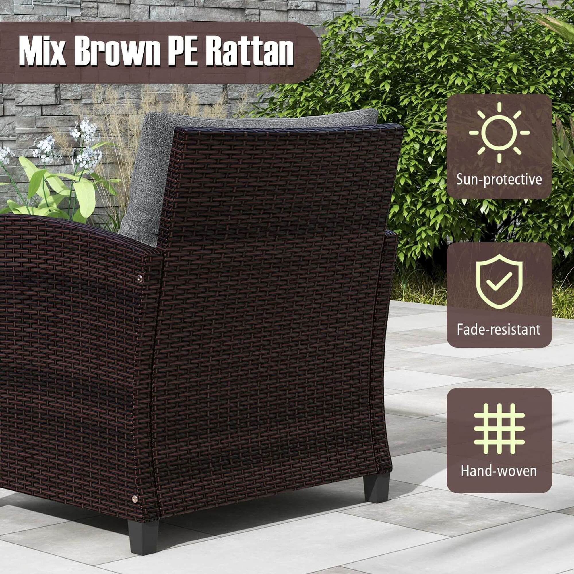Mix Brown PE Rattan Sun-protective Fade-resistant Hand-woven