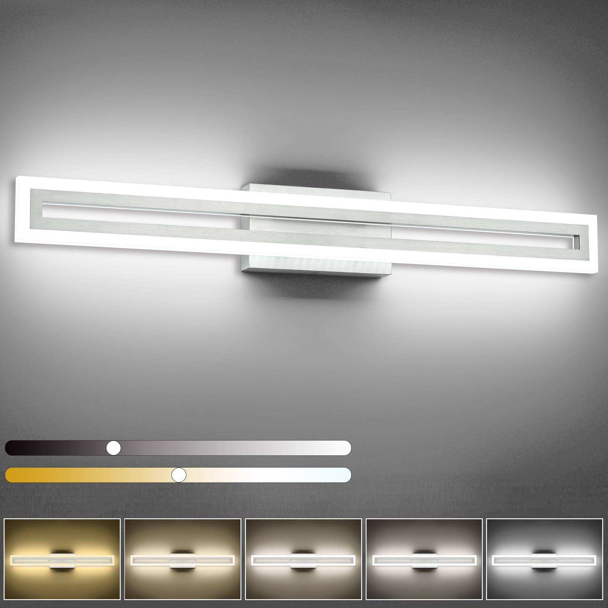 Earthley Blooms - Brushed Nickel Vanity Lights For Bathroom Color Adjustable Dimmable Inch Led Light cct - Brushed Nickel-5CCT&Dimmable 32inch