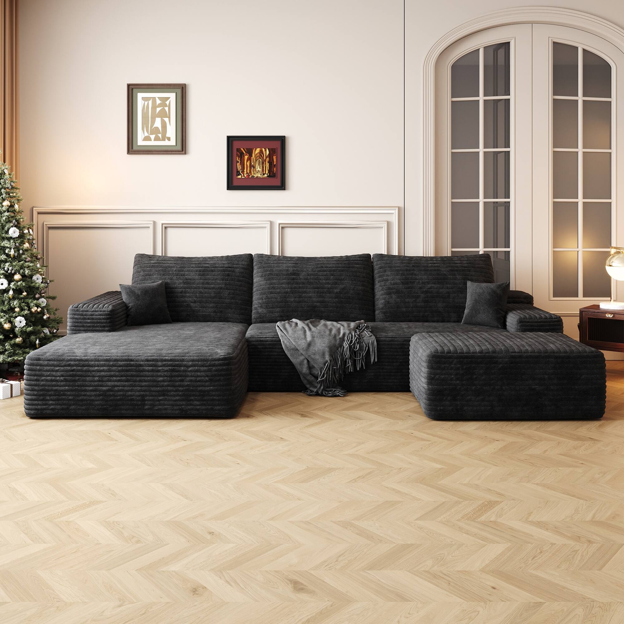 Alt View 1. Boyel Living - Black Modular 3 Seat Foam Sofa 107.0-in L x 69.7-in W x 37.8-in H - Black.