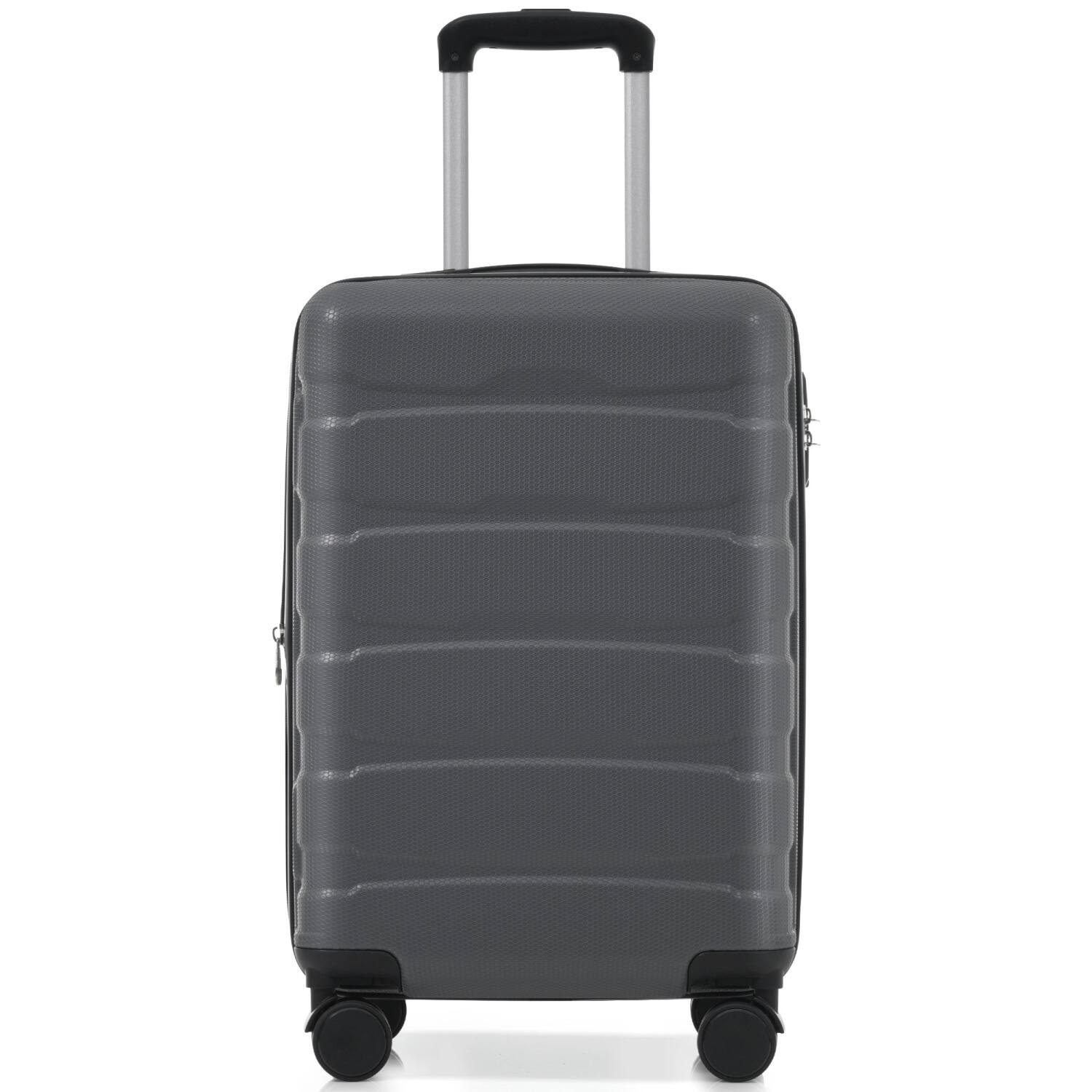 Angle. YONWAY - 20" Hardshell Luggage, Durable Expandable Carry on Luggage, with Spinner Wheels, TSA Lock, for Men Women Business Trip - Gray.