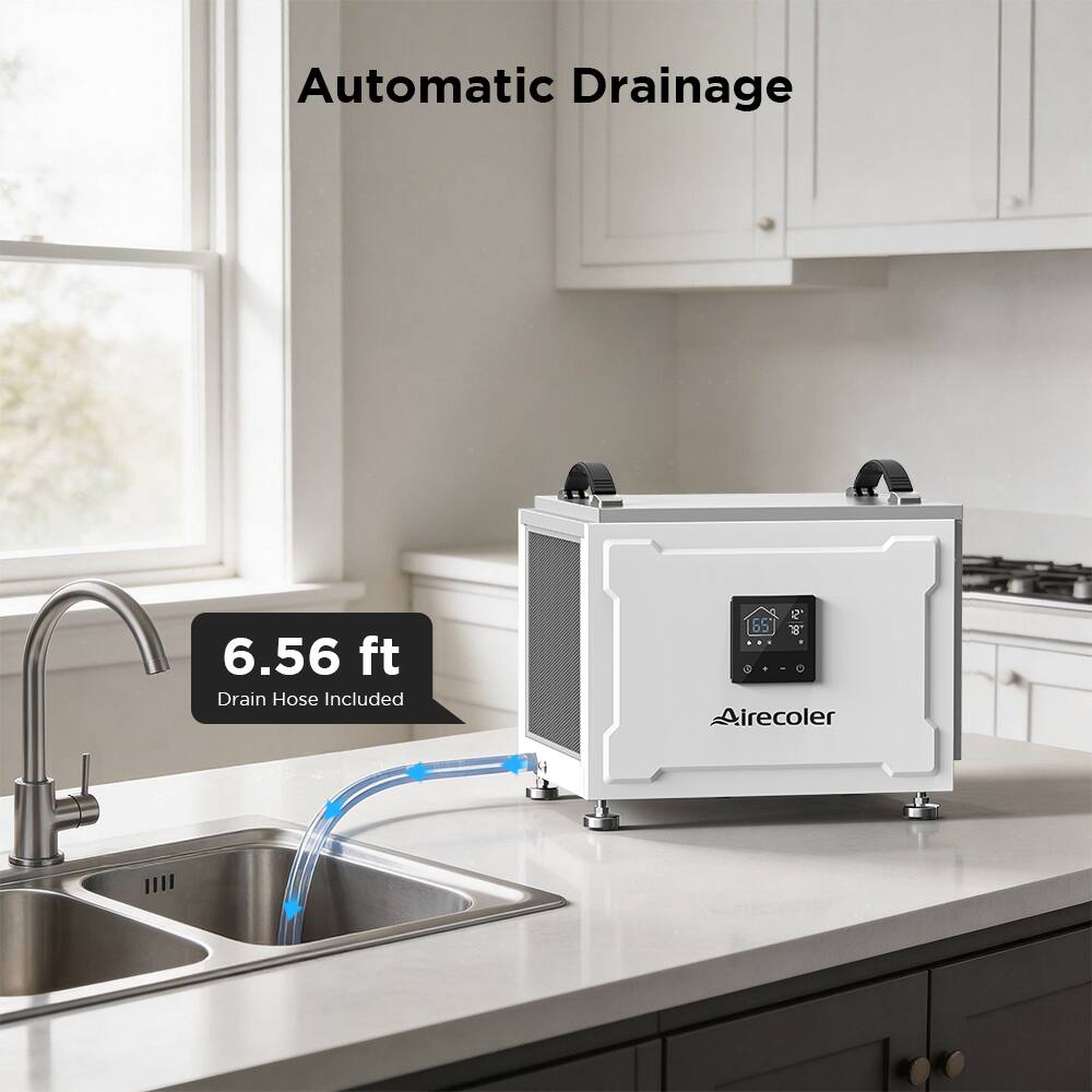 Automatic Drainage  
6.56 ft Drain Hose Included  
Airecooler