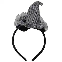 Northlight - Gray Mesh Witch's Hat Halloween Headband Costume Accessory - Black