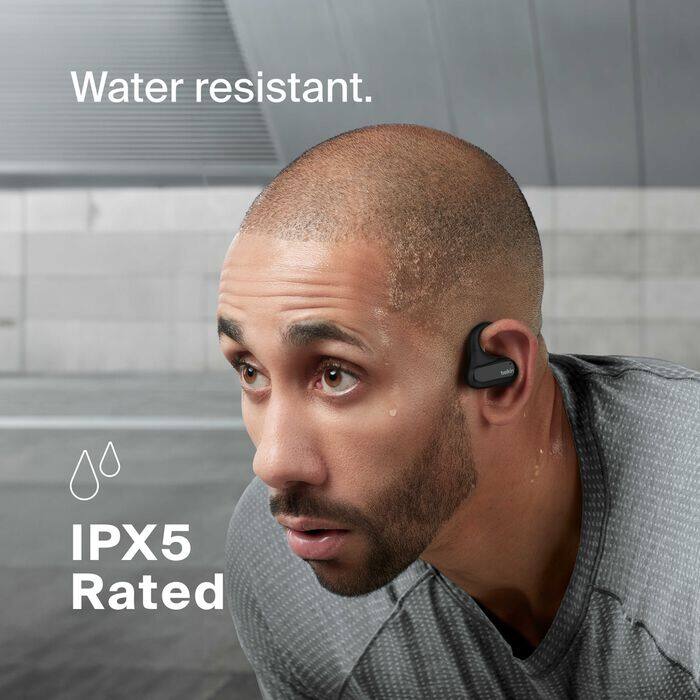 Water resistant.  
IPX5 Rated