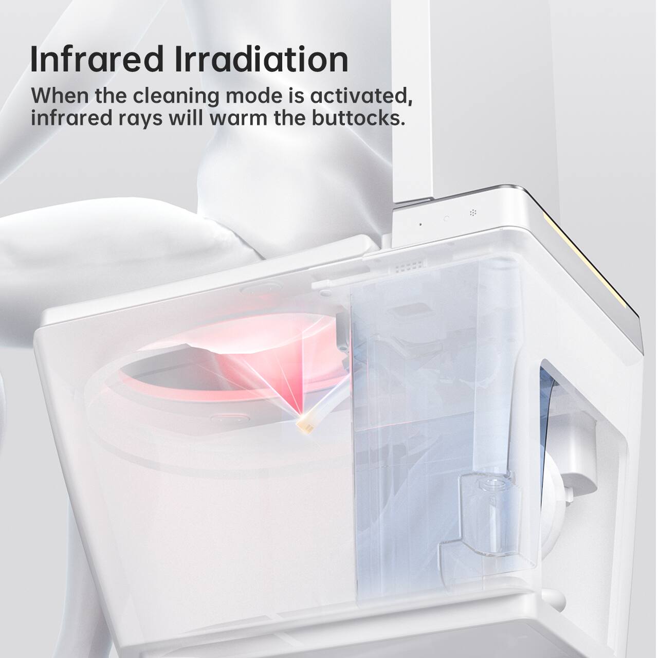 Infrared Irradiation  
When the cleaning mode is activated, infrared rays will warm the buttocks.