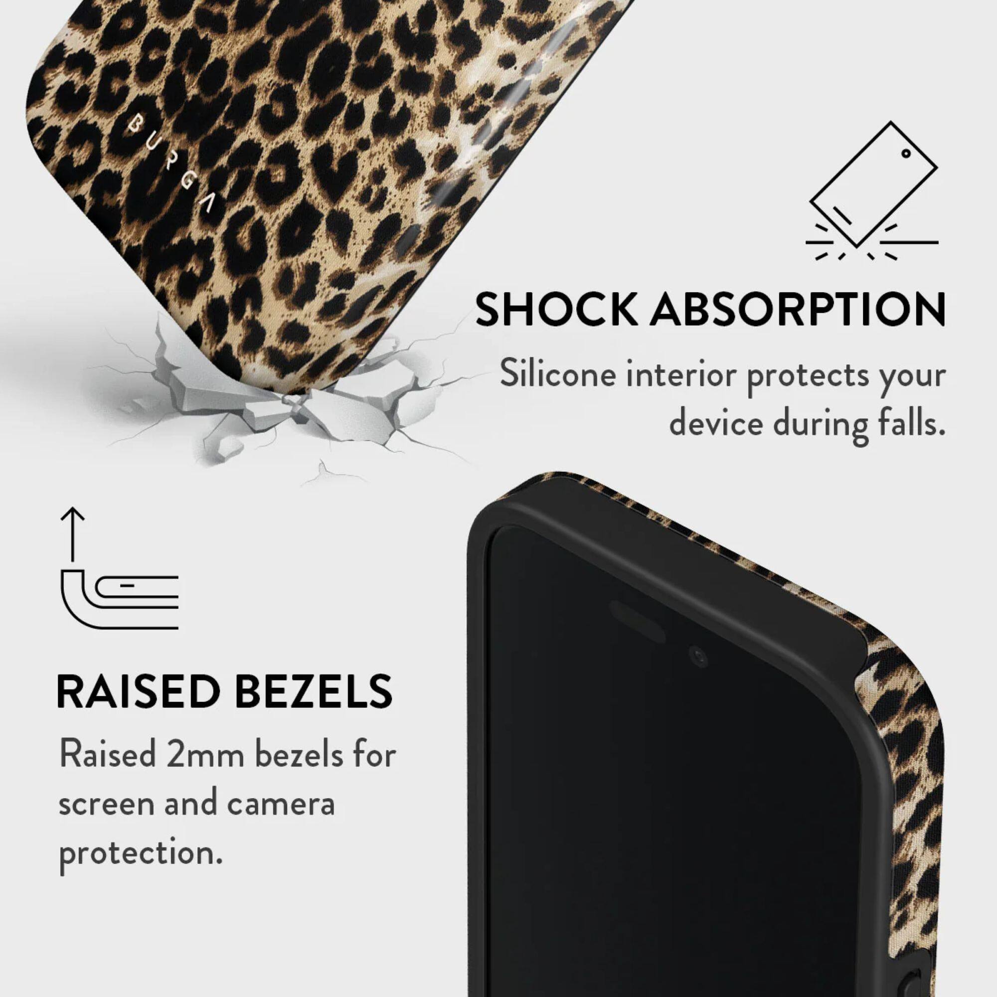 SHOCK ABSORPTION  
Silicone interior protects your device during falls.

RAISED BEZELS  
Raised 2mm bezels for screen and camera protection.